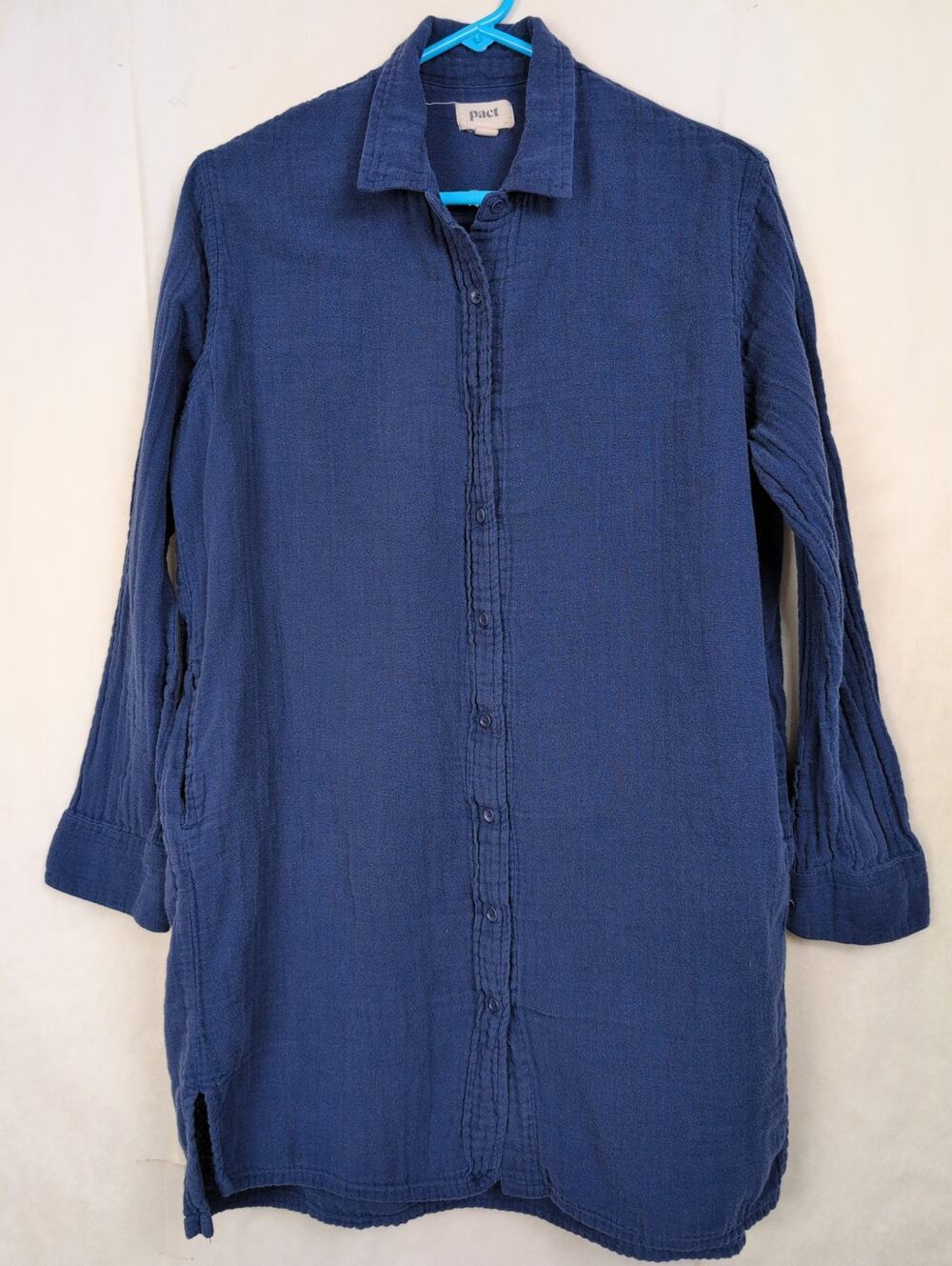 Pact Double Gauze cotton shirt dress XS/S Coastal Boho Organic Hygge Minimal